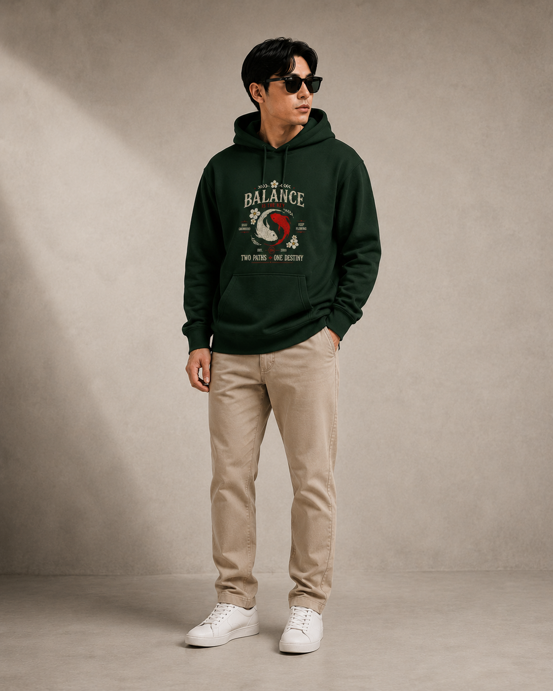 Balance Is the Key — Koi Fish Graphic Hoodie