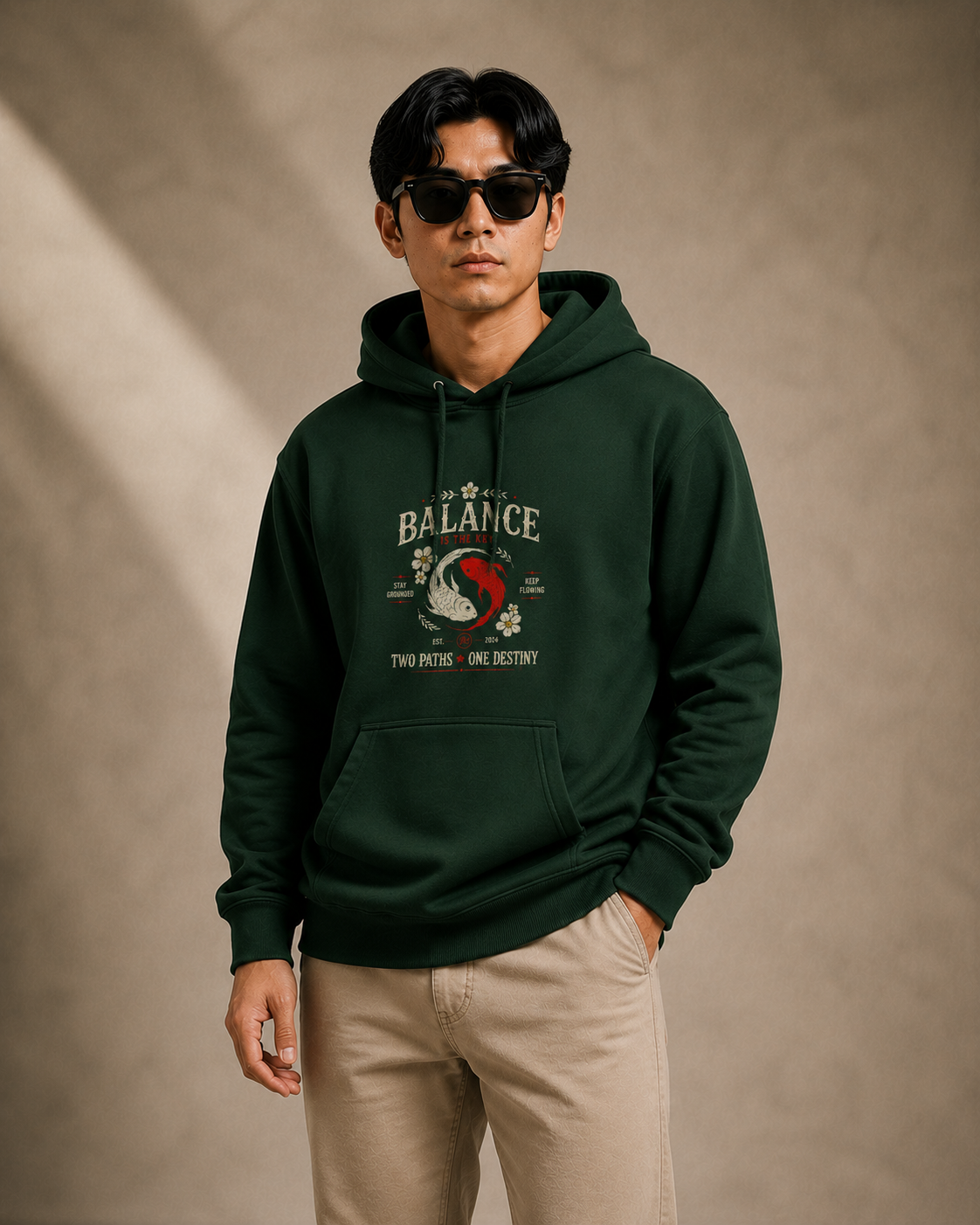 Balance Is the Key — Koi Fish Graphic Hoodie