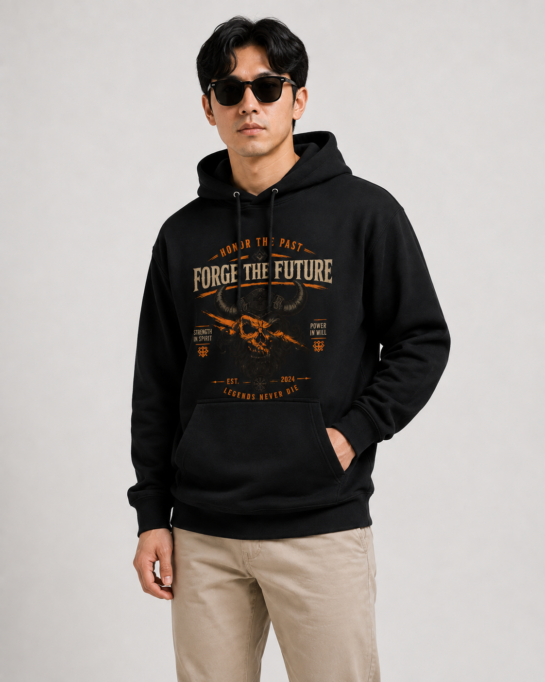 Forge the Future Heavyweight Skull Graphic Hoodie
