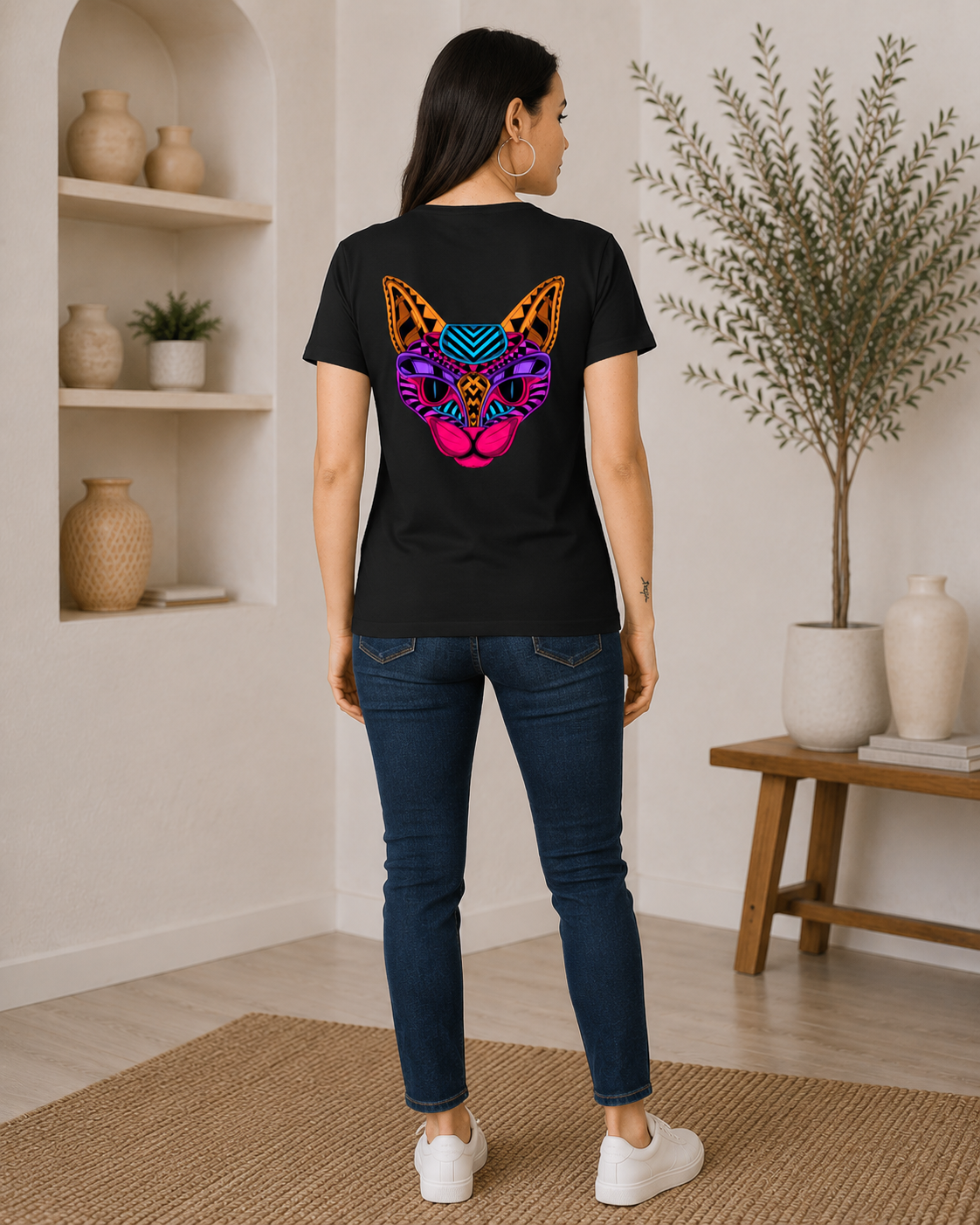 Women's Neon Cat T-Shirt