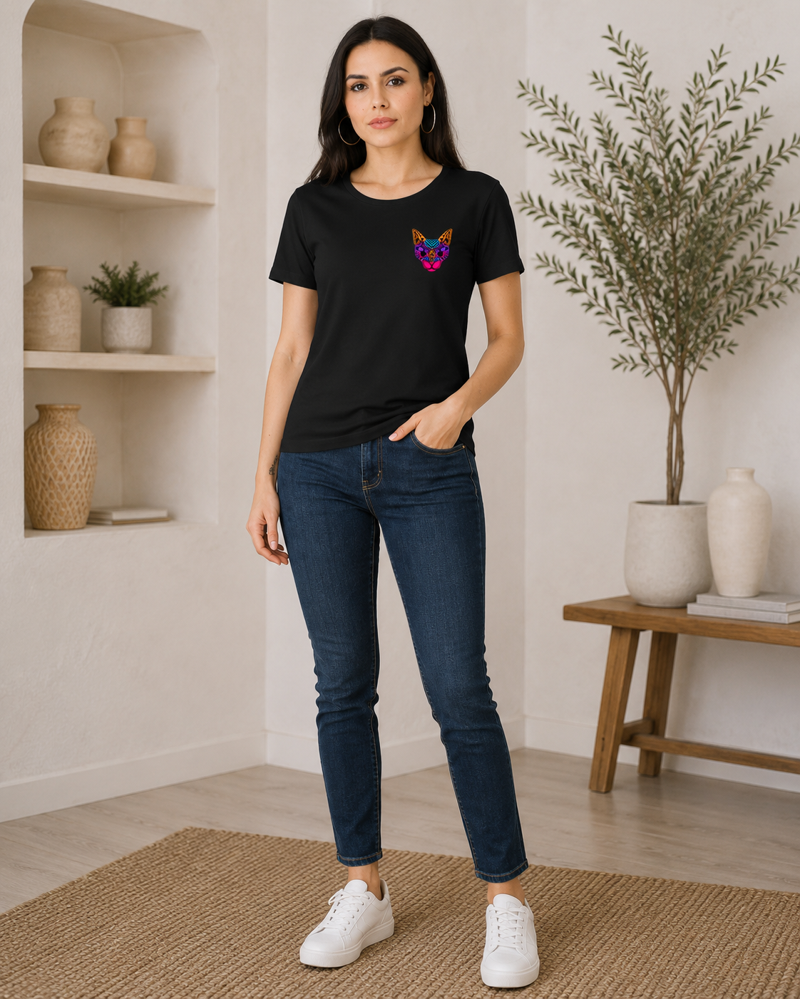 Women's Neon Cat T-Shirt