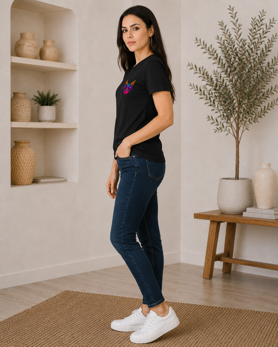 Women's Neon Cat T-Shirt